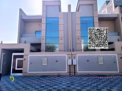 For sale in Al Tallah area, Ajman, a super deluxe finished villa, 7 rooms and a roof, including elec