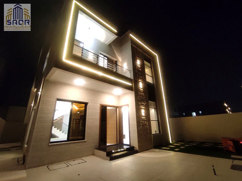 Luxury modern villa for sale in Al Helio 2 / Ajman, high-end and private location / three-story design / roof63911404074114110