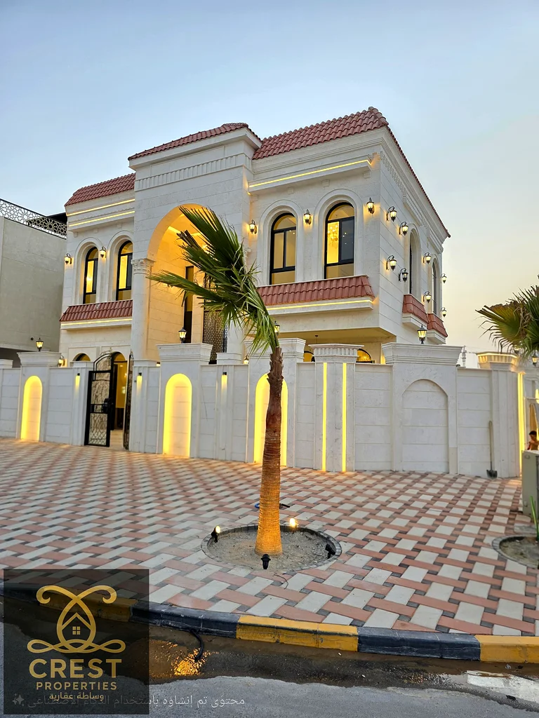 Luxury villa for sale in Al Helio, 2 corners, classic design, 5 rooms, central air conditioning, price 2.8m, very distinguished location63906772153731111