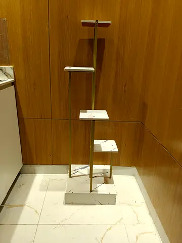 Stylish White Marble Plants Stand with Gold Accents