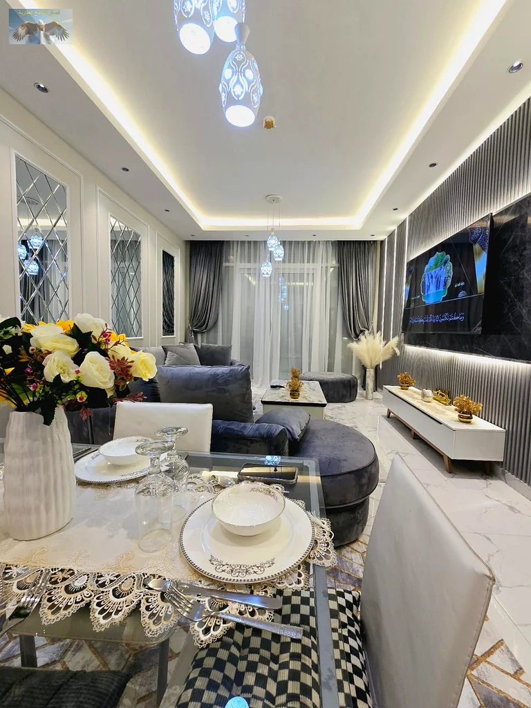 For sale in Ajman: 3BR Hall + store in Oasis Tower 2 | Sea view, gym, pool, parking | Spacious unit with furniture | Direct view of Ajman Creek | Great63890250478339113