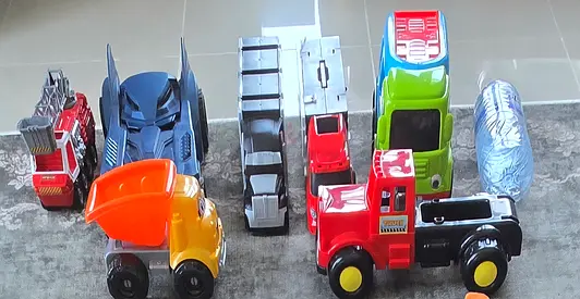 Batmobil, trucks and construction vehicles