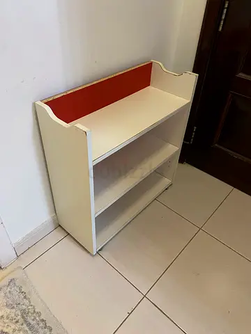 Chic White and Red Mini Bookshelf for Sale