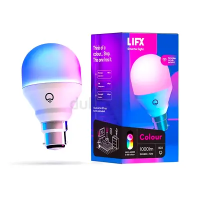 LIFX Colour A60 1000 lumens [B22 Bayonet Cap], Billions of Colours and Whites, Wi-Fi Smart LED