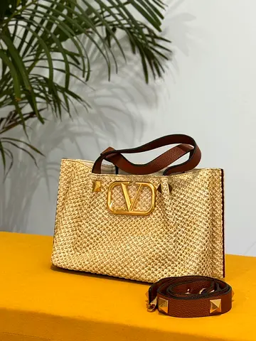Valentino Garavani medium Straw VLogo womens tote handbag