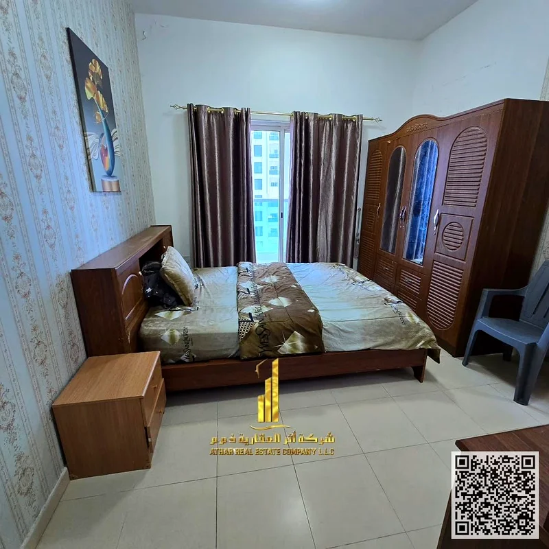 At a special price, a furnished One-bedroom apartment for monthly rent in Ajman - Khalifa Street - City Towers, ✅All Bills included63838122975745111