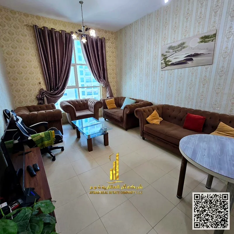 At a special price, a furnished One-bedroom apartment for monthly rent in Ajman - Khalifa Street - City Towers, ✅All Bills included63838122975745112