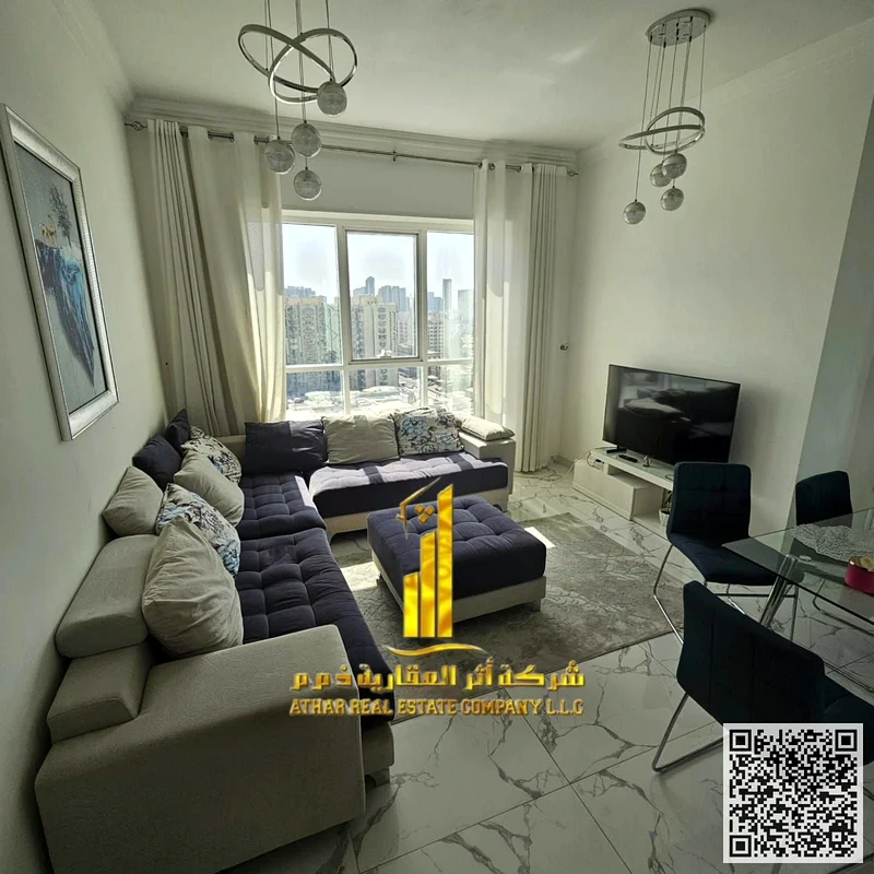 شقة فاخرة، غرفة نوم واحدة وصالة، بإطلالة مفتوحة، مؤثثة بالكامل جديدة، تشمل جميع الفواتير، جاهزة للسكن، موقع متميز63852804444675110