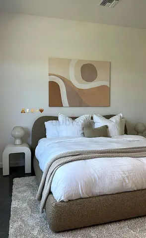 Elegant  Cozy Bed Frame with Modern Art