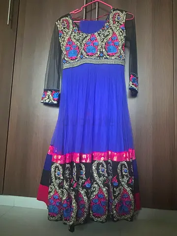 Navy Blue embroidered Anarkali / festive dress