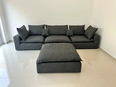 Marina home feather filled sofa set with footstool