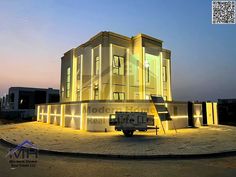 With a price including registration fees and without annual fees, own a luxurious corner villa for sale in Ajman. First resident, freehold, central AC63906645184641110