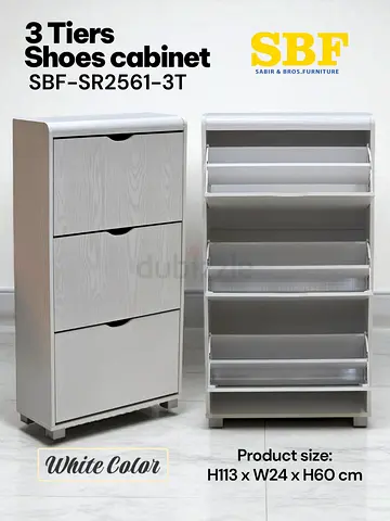 Stylish 3-Tier White Shoe Cabinet - Perfect for Organized Living!