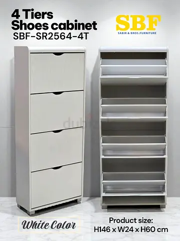 Stylish 4-Tier Shoe Cabinet in White - Space Saver!
