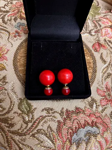 Genuine Coral earrings Dior-inspired design - very stylish  beautiful red coral 18k 21k 22k gold ck