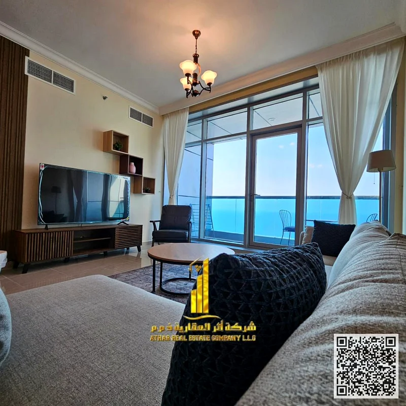 أجمل شقة بغرفتي نوم مع إطلالة على البحر، مفروشة حديثًا، للإيجار الشهري في عجمان - الكورنيش - أبراج ريزيدنس63853124662019110