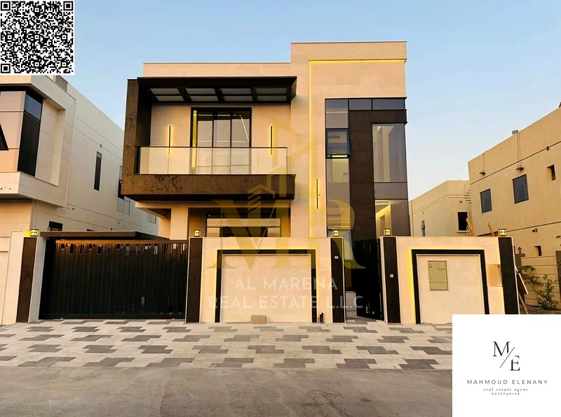 Modern villa for sale in Al Bahya area - Freehold, two floors and a roof in Ajman.63883480220291110