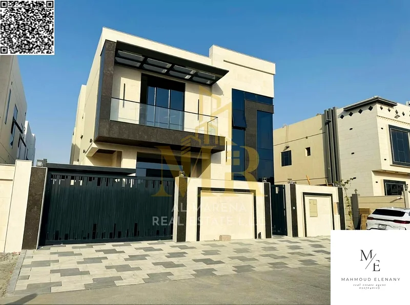 Modern villa for sale in Al Bahya area - Freehold, two floors and a roof in Ajman.63883480220291112