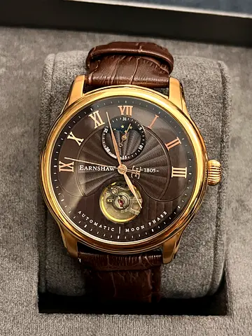 GONE/TAKEN - Elegant Thomas Earnshaw Moon Phase automatic watch rose gold date omega rado tourbillon
