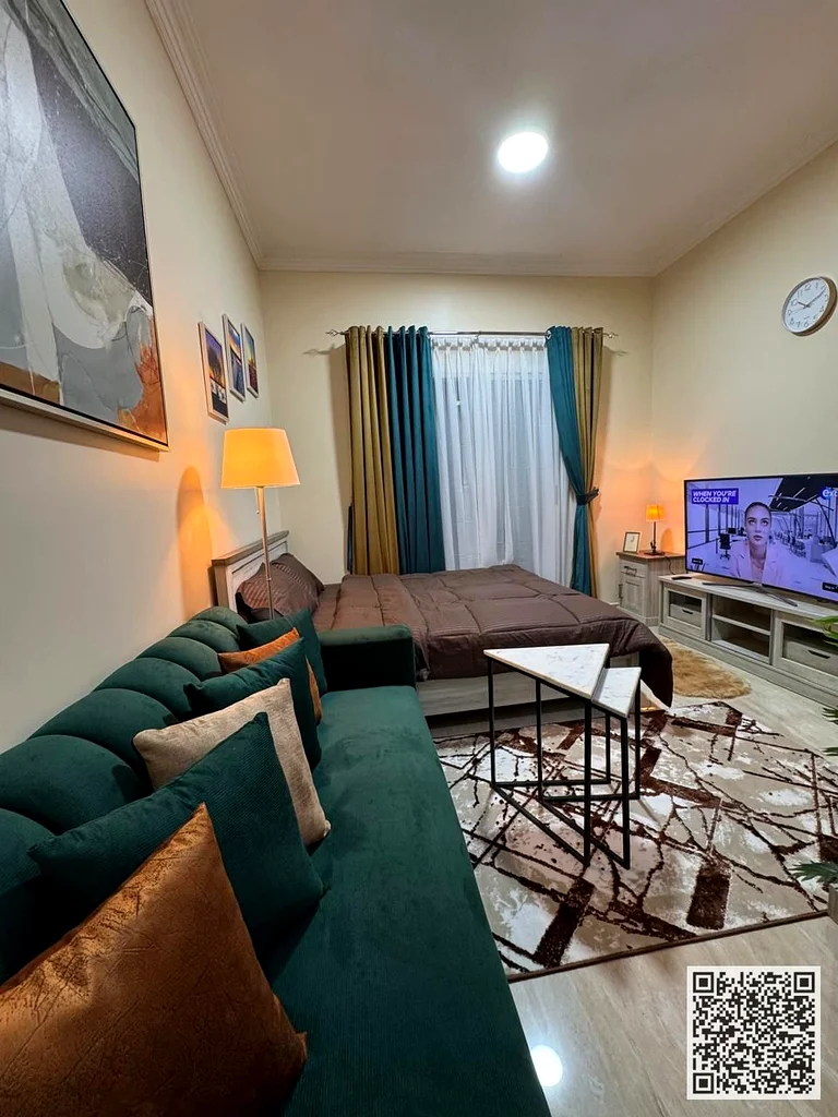 Studio apartment, With separate kitchen, fully furnished new, open view balcony, all services included, ready to move in, prime location63837374949505110