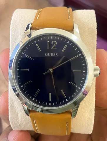 Stylish Guess Watch with Brown Leather Strap