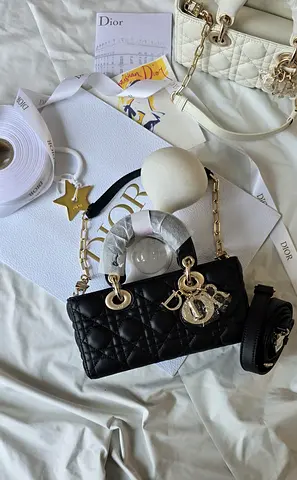Dior black leather Lady D-Joy small bag dior