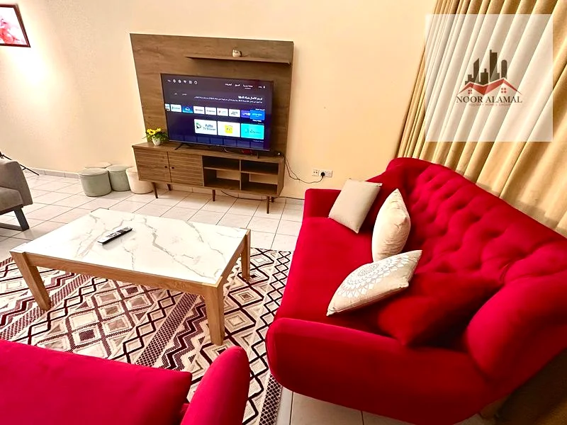 Sharjah Al Qasba, two rooms, a hall, a kitchen with all the necessities, two bathrooms, and a balcony. The price is 5,900, including all bills.63827872127106111