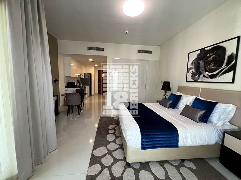 Fully Furnished | High Floor | 2 Balconies with DAMAC Community, Park & Pool Views64005978947075111