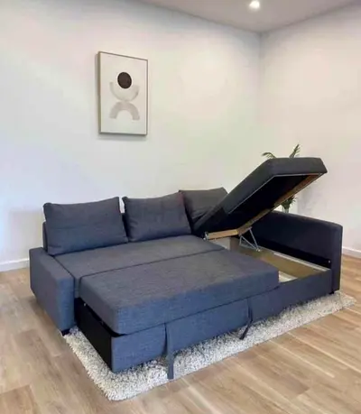 Ikea L Shape Sofa cum bed with big storage in L
