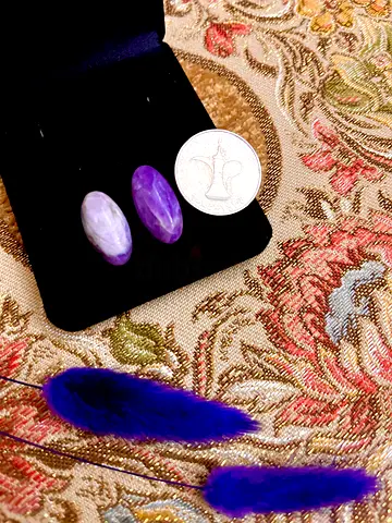 2 pcs Natural Amethyst cabochons gemstones  for jewelry gold silver earrings 18k 21k 22k 24k crystal