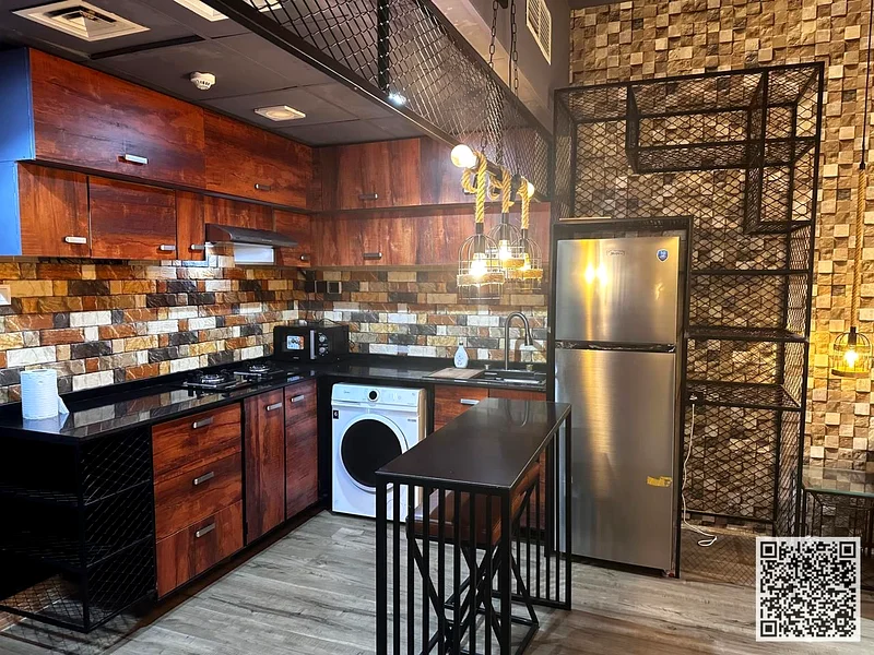 The most luxurious and beautiful furnished one-bedroom apartment for monthly rent in Ajman, spacious area, VIP furniture, super deluxe finishes63838333442689114
