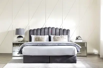 Stunning Modern king size Gray Bed  180×200cm