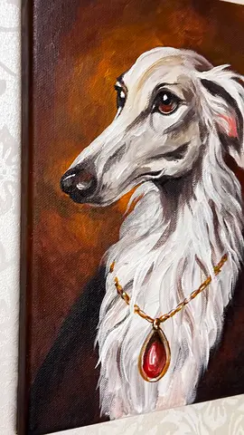 For Sale: Original Hand-Painted Borzoi Dog Portrait