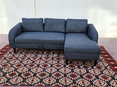Home box L-shape sofa bed in dark gray color