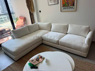 Great condition west elm white color lshape sofa