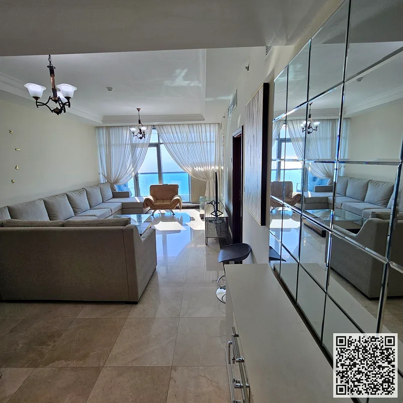 Sea view, Three-bedroom apartment (duplex) for monthly rent 🏡 in the Corniche Residence Towers, Ajman ✅ All bills included, with gym, pool, , parking63853241209347112