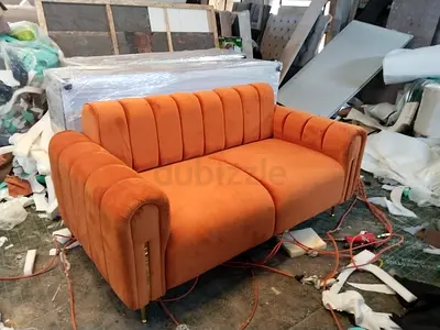 Stylish Velvet Orange Sofa for Your Living Room