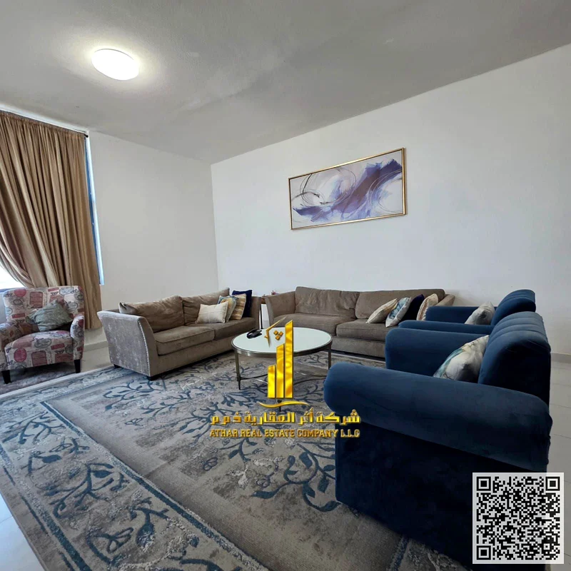With a full sea view, the most luxurious and upscale 3 bedrooms and a hall, fully furnished, for monthly rent in Falcon Towers, Al Rashidiya 263838584312705112