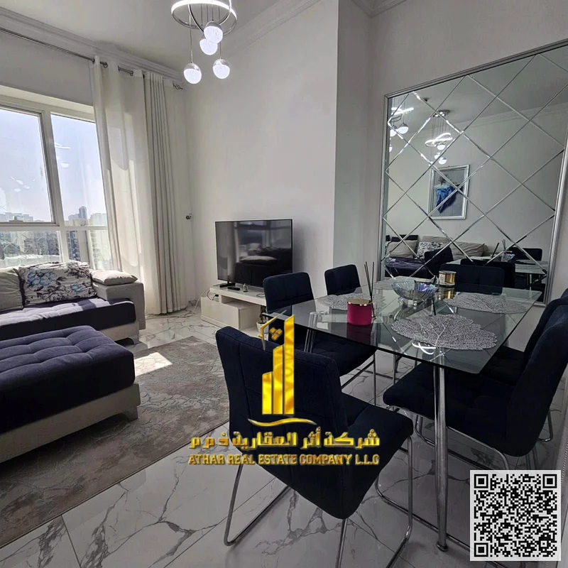 شقة مفروشة من غرفة نوم واحدة للإيجار الشهري في عجمان، الرشيديّة، أبراج الواحة ✔️جميع الفواتير متضمنة، مع صالة رياضية وبركة سباحة ومطلة على منظر مفتوح63852804462339112