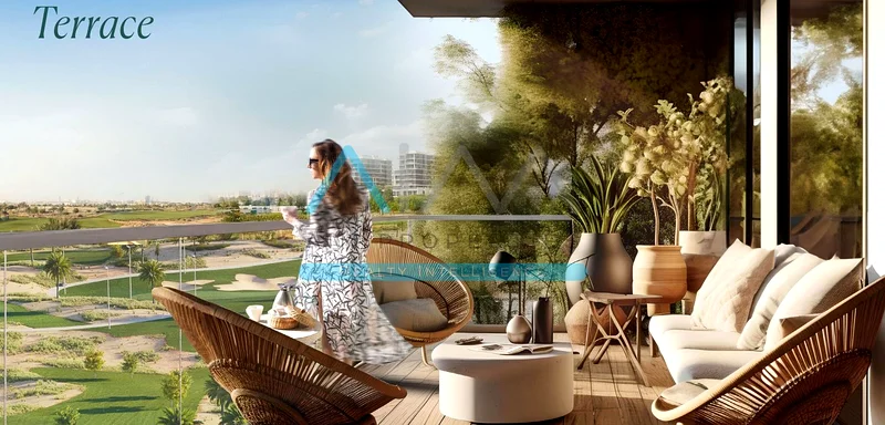 شقة بتصميم حديث للبيع مع غرفتي نوم وصالة وطابق دراسة وإطلالة على ملعب الجولف63975163664898112