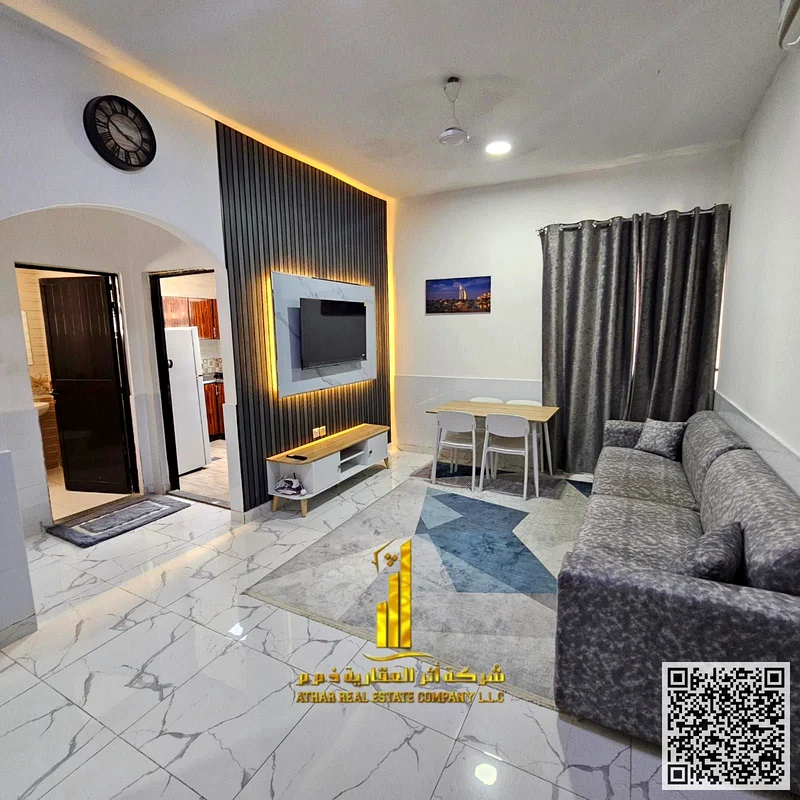A fully furnished room and hall with elegant furniture and a spacious area in a vital area for monthly rent in Ajman, Al Jurf 2, behind Day to Day63837479733763110