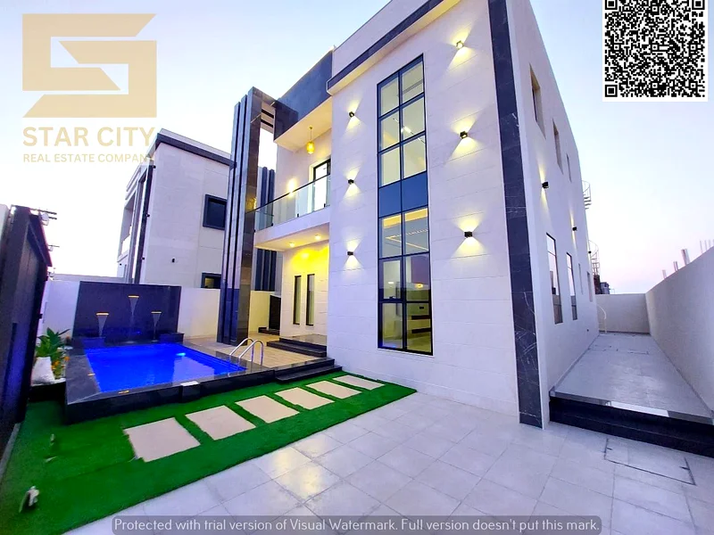 For sale, including registration fees, a 4-bedroom villa in the Al Bahia area of ​​Ajman, super deluxe finishing, freehold for all nationalities, bank63883227482113111