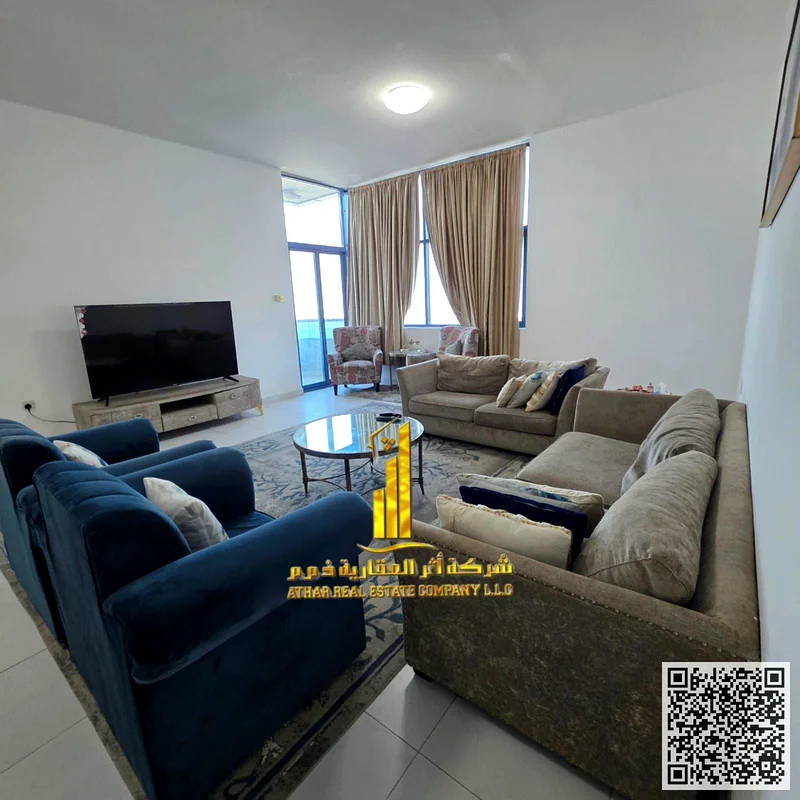 With a full sea view, the most luxurious and upscale apartment with three bedrooms and a hall, fully furnished, with a gym, swimming pool, and parking63838584479362111