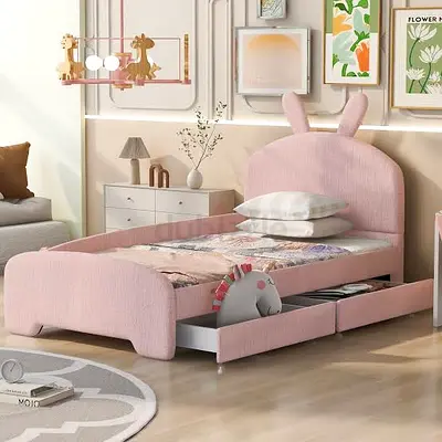 Charming Kids Bunny Bed with Storage