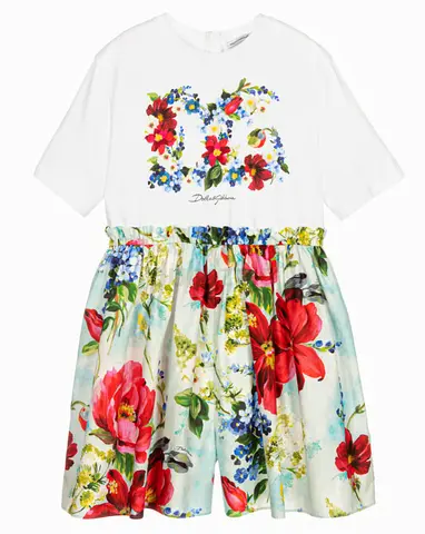 Girls Scarlet Floral Playsuit by Dolce  Gabbana