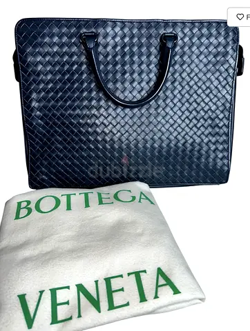 Stunning Pre-Owned BOTTEGA VENETA Navy Blue Briefcase for Men Professionals