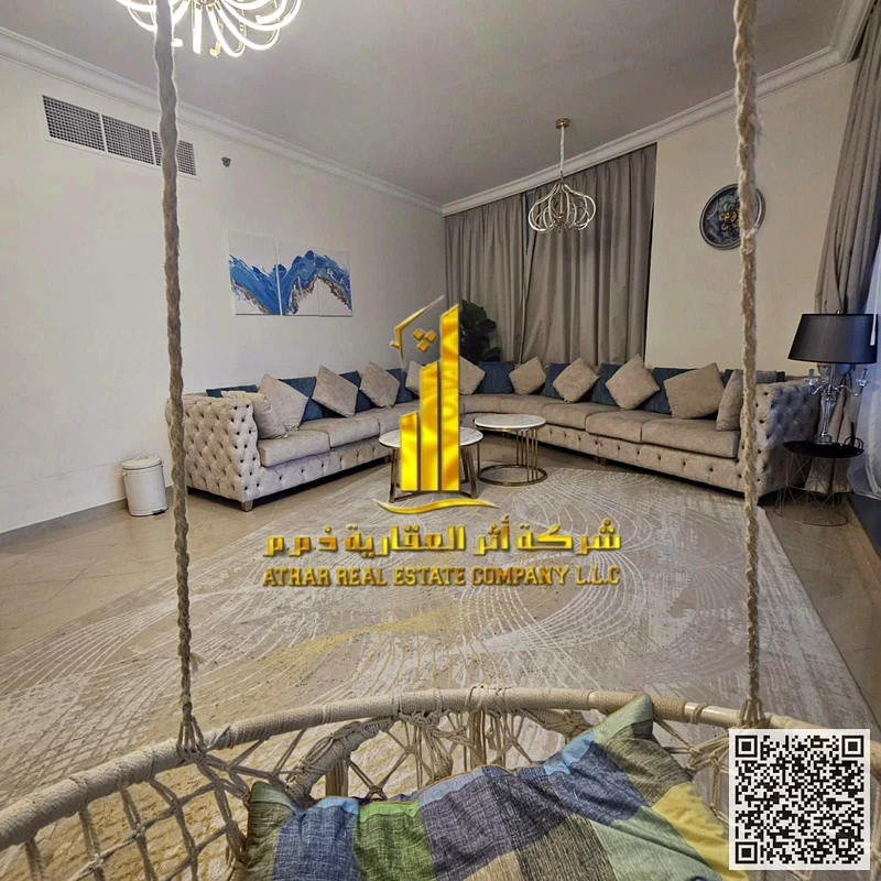 شقة بغرفتي نوم بإطلالة على البحر للإيجار الشهري في ريزيدنس الكورنيش عجمان ✅ تشمل الفواتير والإنترنت مع صالة رياضية وحمام سباحة ومواقف سيارات63853241277314110