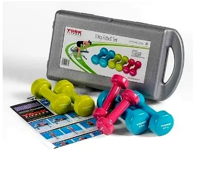 York Fitness 10Kg Vinyl Fitbell Set In A Case 1678