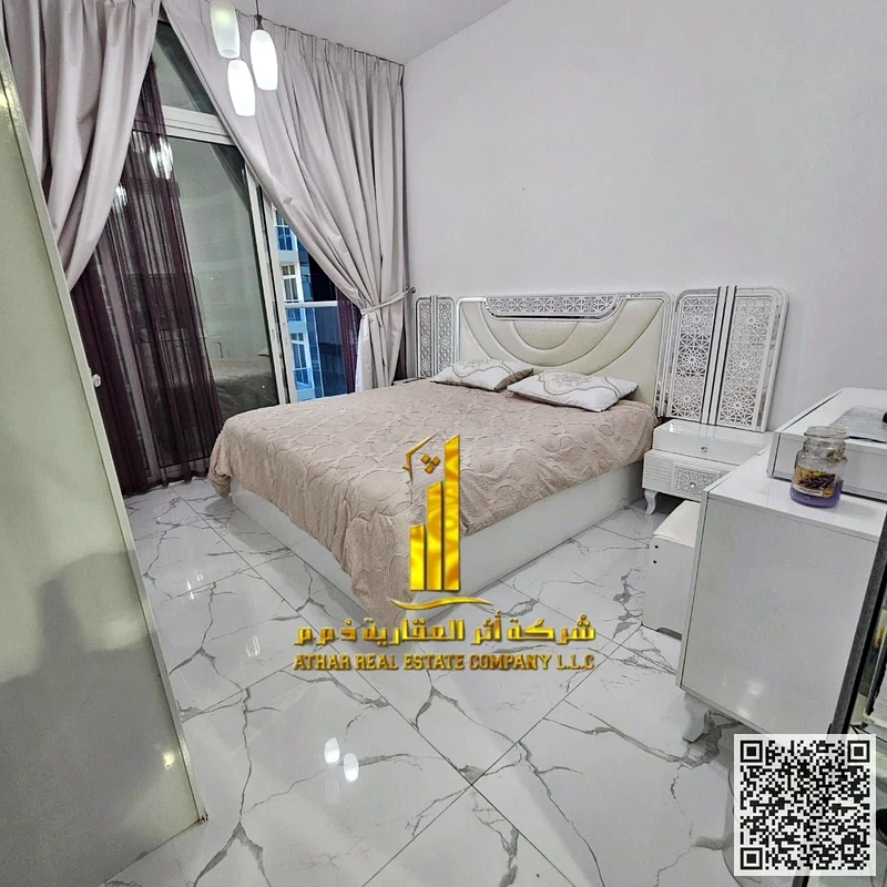 شقة مفروشة من غرفتي نوم للإيجار الشهري في عجمان - الرشيديّة - أواسيس تاورز ✔️ إطلالة على الماء، تشمل الفواتير مع صالة رياضية وبركة سباحة ومواقف سيارات63852579271169112