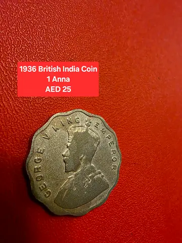 1936 British India 1 Anna Coin